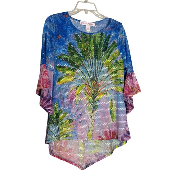 LEOMA‎ LOVEGROVE Sheer Summer Asymmetrical bell sleeve Tree top size M - Picture 4 of 10